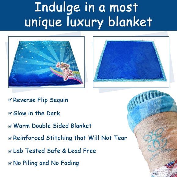 Reverse flip sequin unicorn glow dark blanket thro - Picture 2 of 8